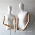 Fashion Female Mannequin With Wooden Arms DL278 Upper Body Fabric Display Dummy For Sale